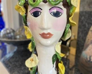 Ceramic head vase. Signed by artist. Photo 1 of 4. 