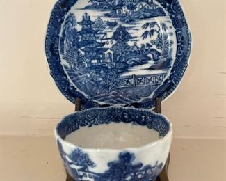 Flow Blue Cup and Saucer - 2 available. 