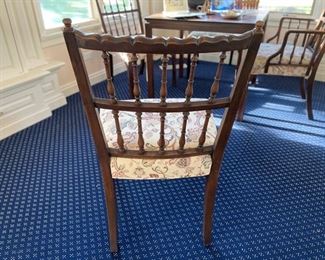 Dunbar Furniture Corp. game table and set of 4 chairs. Table measures 32" x 32" x 28" H with 25.5" clearance. Chairs measures 22" W x 18" D x 34" H with 18" seat height. Photo 5 of 5. 
