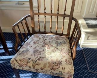 Dunbar Furniture Corp. game table and set of 4 chairs. Table measures 32" x 32" x 28" H with 25.5" clearance. Chairs measures 22" W x 18" D x 34" H with 18" seat height. Photo 4 of 5. 