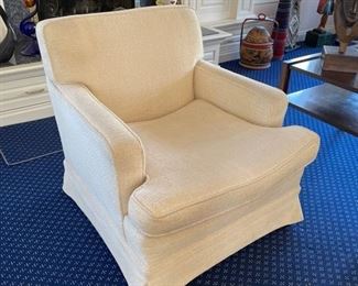 Club chair with modern lines - 2 available. Each measures 31" W x 33" H. Needs new seat cushion and new fabric. Priced to move!