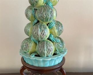 Majolica topiary on stand - 2 available. 