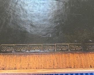 Vintage leather-topped writing desk. Measures 58" W x 38" D x 27" H. Photo 5 of 5. 