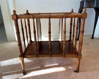 Vintage magazine rack on casters with faux bamboo styling. Photo 1 of 5. 