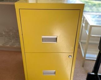 Yellow file cabinet. 