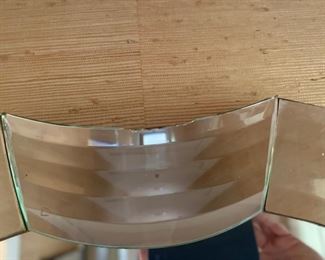 Art Deco glass-framed mirror. A little damage one the top of the mirror.  Photo 3 of 3. 