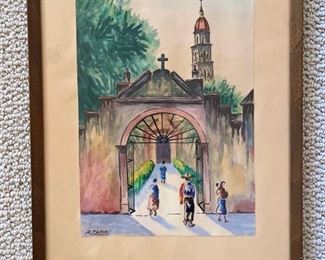 Vintage watercolor painting. Measures 10" x 16". Photo 1 of 3. 