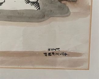 Vintage Bermuda watercolor and ink. Signed by artist. Measures 14" x 10". Photo 1 of 2. 