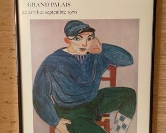 Vintage framed Henri Matisse Grand Palais poster. 