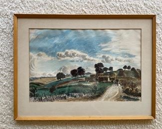 Vintage watercolor painting signed by artist. Photo 1 of 4. 