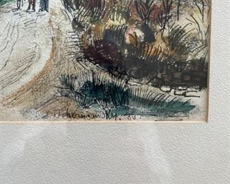 Vintage watercolor painting signed by artist. Photo 2 of 4. 