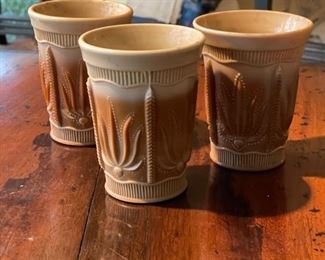 Vintage Fenton Cactus pattern caramel brown slag glasses - 9 available. 