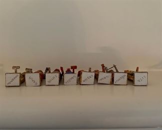 Set of 8 hand-carved miniature Hindue Diety figurines. Left to Right: Hanaman, Rama, Shiva, Ganesh, Radha, Lexaman, Krishna & Sita. Photo 2 of 2. 