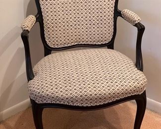 Upholstered armchair with ebony frame. Photo 1 of 2. 