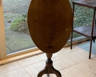 Vintage flip-top pie table. Measures 24" W x 16" W x 27.5" H. Photo 1 of 3. 