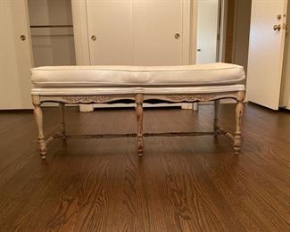 Vinyl upholstered bench. Measures 48" W x 20" D x 22" H. Photo 1 of 2. 