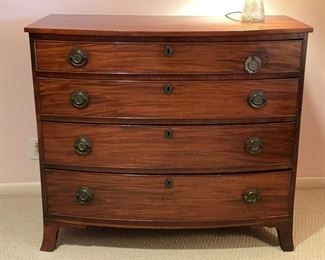 Antique mahogany 4-drawer bureau. One drawer pull needs repair. Measures 43" W x 23" D x 37" H. Photo 1 of 3. 