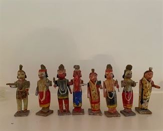 Miniature Hindue Diety figurines. Left to Right: Hanaman, Rama, Shiva, Ganesh, Radha, Lexaman, Krishna & Sita. Photo 1 of 2. 