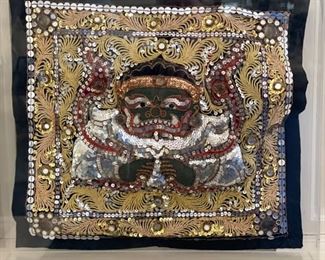 Beaded Tibetan Artwork in Lucite Frame. Measures 24" x 24" Photo 1 of 2. 