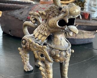 Antique Brass Thai Temple Foo Dog. Photo 2 of 2. 