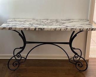 Granite Top Console with Wrought Iron Base. Measures 52" W x 21" H x 30" H. Photo 1 of 3. 