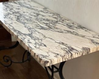 Granite Top Console with Wrought Iron Base. Measures 52" W x 21" H x 30" H. Photo 3 of 3. 