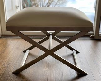 Ethan Allen chrome cross bench - 2 available. Each measures 24" W x 16" D x 18" H. 