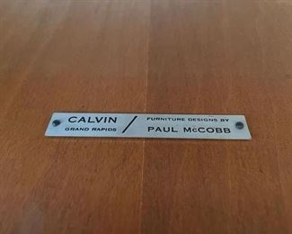 Mid-20th Century Paul McCobb Three-Tier magazine table with cane shelving and leather top. Measures 22" x 28" x 20" H. Photo 4 of 4. 