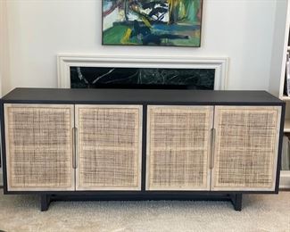 Ebony Clarita Sideboard with natural cane paneling, four doors and adjustable shelves. Measures 72" W x 18" D x 31" H. BRAND NEW!!! Photo 1 of 3.