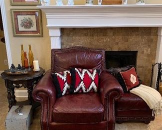 Matching leather chair & Ottoman