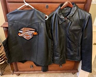 Leather motorcycle vests & jackets