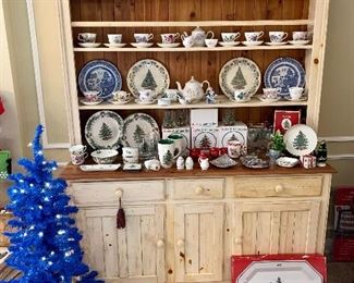 Gorgeous Ethan Allen Hutch and cute Blue Christmas tree
