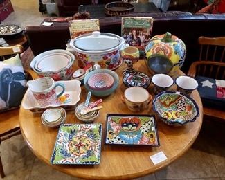 Nice assortment of Pioneer Woman items & Mexican pottery