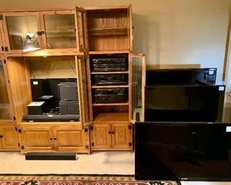 Flat screen TV’s and stereo equipment and speakers 