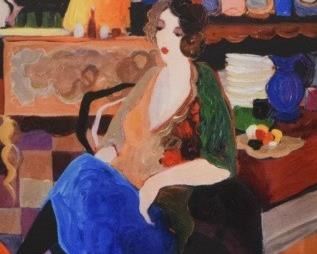 18	Itzchak Tarkay Embellished Giclee Friends	Itzchak Tarkay (Israeli, 1935-2012). Hand embellished giclee on canvas, Friends. Signed in the print lower right. 24 1/4" x 16 1/2" (overall 34" x 26")