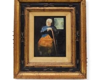 33	Signed Garfield Oil on Board Portrait of a Woman	20th century oil on board portrait of a woman, signed lower right Garfield. 9" x 7" (overall 18" x 16").