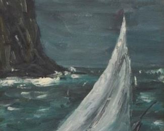 64	Oil on Canvas Panel Sailboat	Unsigned 20th century oil on canvas panel of a sailboat. 15 1/2" x 11 1/2" (with frame 21 1/4" x 17 1/4")