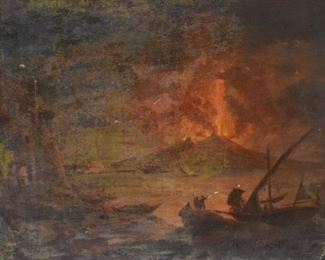 68	Oil on Canvas Eruption of Mount Vesuvius