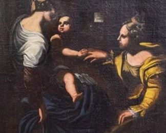 85	19th Century Oil on Canvas After Parmigianino	After Parmigianino (Italian, 1503-1540). The Mystic Marriage of St. Catherine, oil on canvas. Repairs done throughout. Sight: 28 3/4" x 22 1/2, Framed: 33 1/2 x 27.