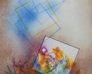 95	Laszlo Dus Lithograph Squares	Laszlo Dus (Hungarian, 1941). Lithograph Squares, signed and numbered 94/120 in pencil in the lower margin. 14 1/4" x 10" (overall with frame 24 1/4" x 18 1/4"). Some discoloration in margins, waviness to paper.