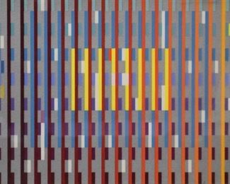 100	Yaacov Agam Serigraph	Yaacov Agam (Israeli, 1928). Op art serigraph, pencil signed and numbered 6/22 in lower margin. Image size without margins 8 1/4" x 10 1/2" (overall with frame 22 1/2" x 24 1/2")