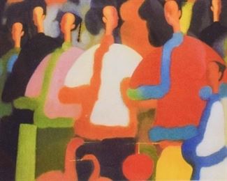 102	Print People in a Crowd	Contemporary print people in a crowd. Signed in the plate lower right Dgnb. 9" x 12 1/2" (overall 16 1/2" x 20 1/2").