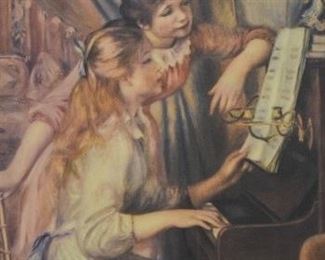 141	After Pierre-Auguste Renoir Print on Canvas	After Pierre-Auguste Renoir (French, 1841-1919). Print on canvas Two Young Girls at the Piano. 27 1/2" x 21 1/2" (overall 33" x 26 3/4"). Small hole upper right.