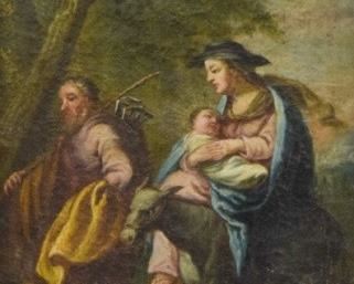 173	Oil on Canvas Mother & Child	Unsigned 20th century oil on canvas mother and child. 14" x 10" (with frame 22" x 17"). Crazing.