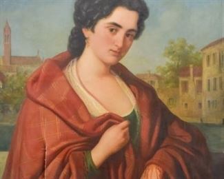 203	Luigi Viviani Oil on Canvas Portrait of a Woman	Luigi Viviani (19th century). Portrait of a woman. Signed lower right Viviani Luigi. 33" x 28". Large tear lower left, paint loss and scratches along edges.