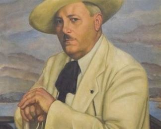209	Attributed to Tamburino Oil on Canvas	Attributed to Tamburino (20th century). Oil on canvas portrait of a gentleman Toto, 1937. Unsigned. 30" x 25 3/4" (overall with frame 35" x 30 1/4"). Paint loss to hat, 3 repairs.
