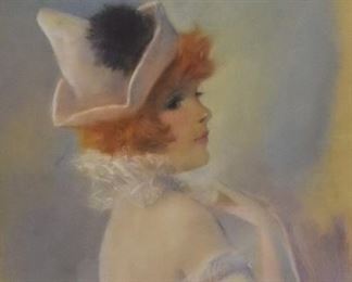 223	Pal Fried Pastel on Paper Female Clown	Pal Fried (Hungarian, 1893-1973), Female Clown. Signed in bottom right corner. Sight: 19 1/2" x 17", Frame: 22 1/2" x 20"