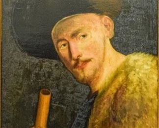 226	Antonio Rotta Oil on Wood Panel Portrait of a Man	Antonio Rotta (Italian, 1828–1903). Oil on wood panel, portrait of a man. Signed lower right Antonio Rotta, Venezia and dated 1885. Varnished, with losses to varnish. 19 1/2" x 15 1/2" (with frame 30" x 26")