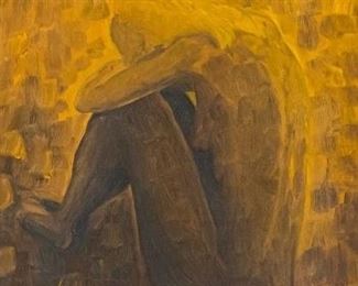 232	Oil on Canvas Portrait of a Nude Woman	20th century oil on canvas portrait of a nude woman. Initialed lower left JK. 24" x 17 3/4" (with frame 25" x 18 1/2")