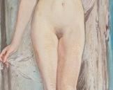 243	Maria Szantho Oil on Canvas Nude Portrait	Maria Szantho (Hungarian, 1898-1984). Oil on canvas nude portrait of a woman. Signed lower left. 38" x 24" (with frame 42 1/4" x 17").